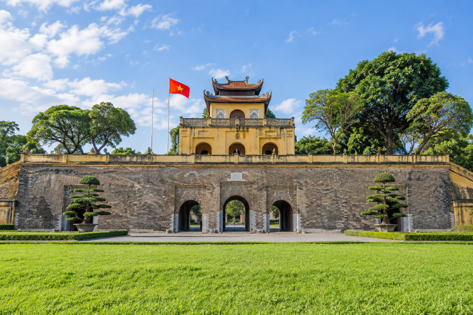 View of Imperial Citadel of Thang Long in Hanoi